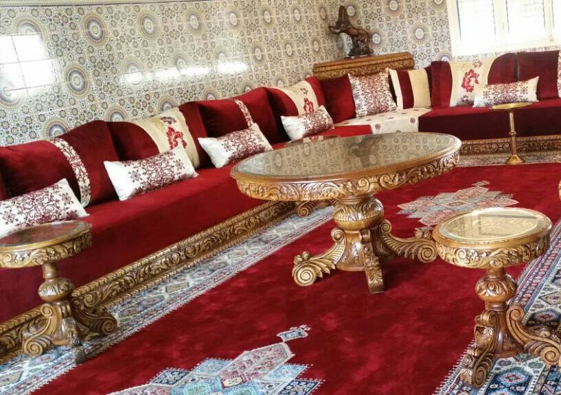 Salon marocain traditionnel en bois Modèle 2019