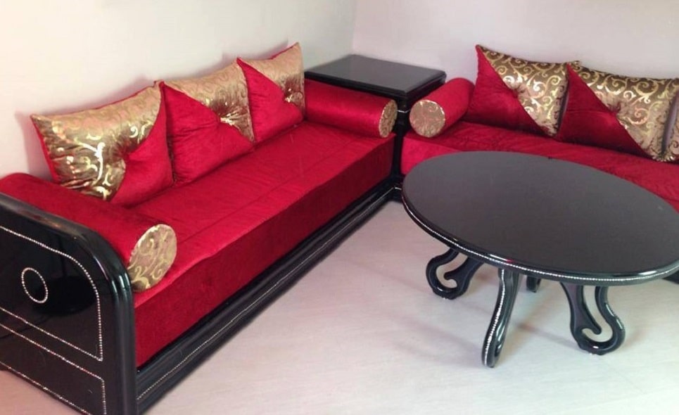 Canapés salon marocain moderne rouge et noir